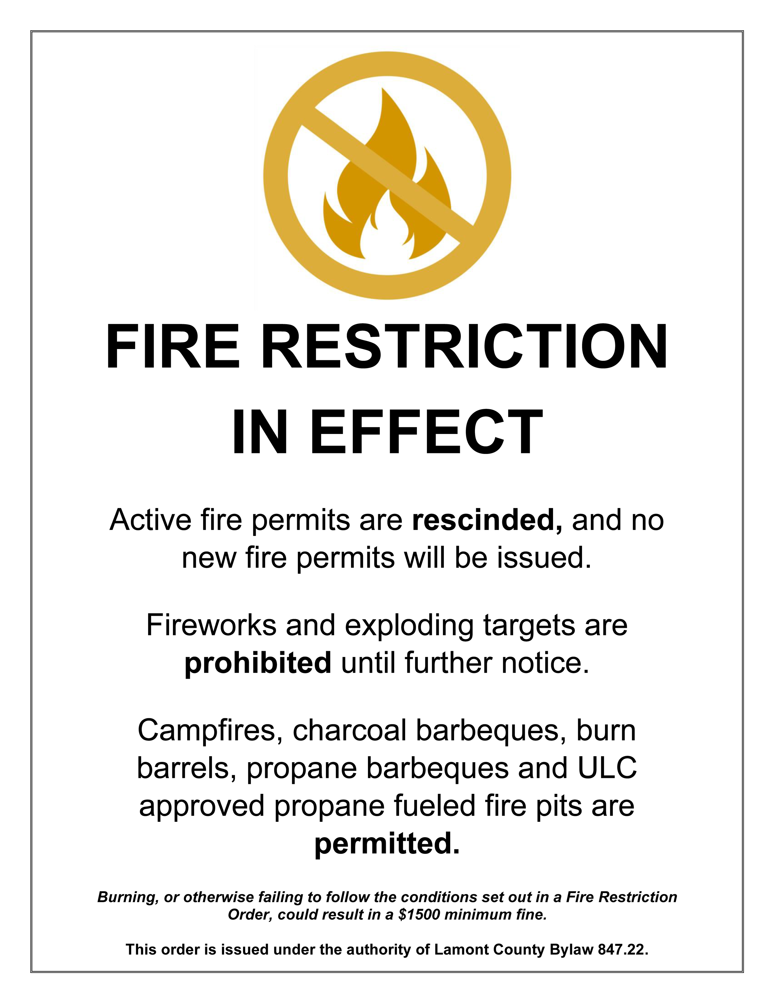 Fire Restriction in Effect News Lamont County